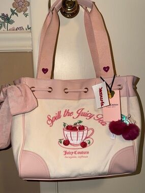 Juicy Couture Pink and Cream 'Spill the Juicy Tea' Tote